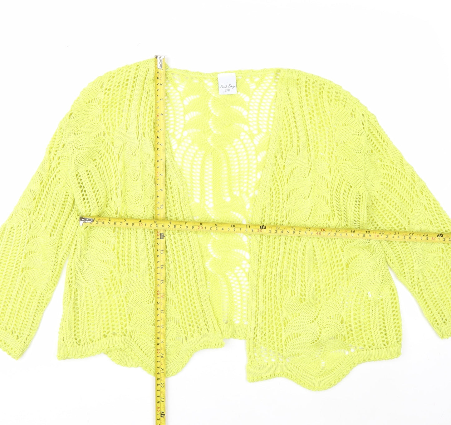 Stock Shop Women's Yellow Open Knit Cardigan S Acrylic