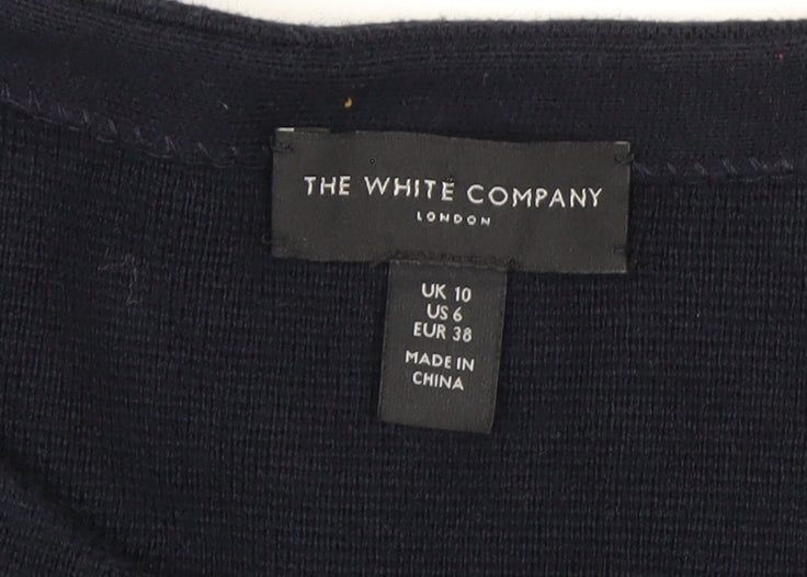 The White Company Women's Navy Cardigan UK 10 Merino Wool Cotton Blend