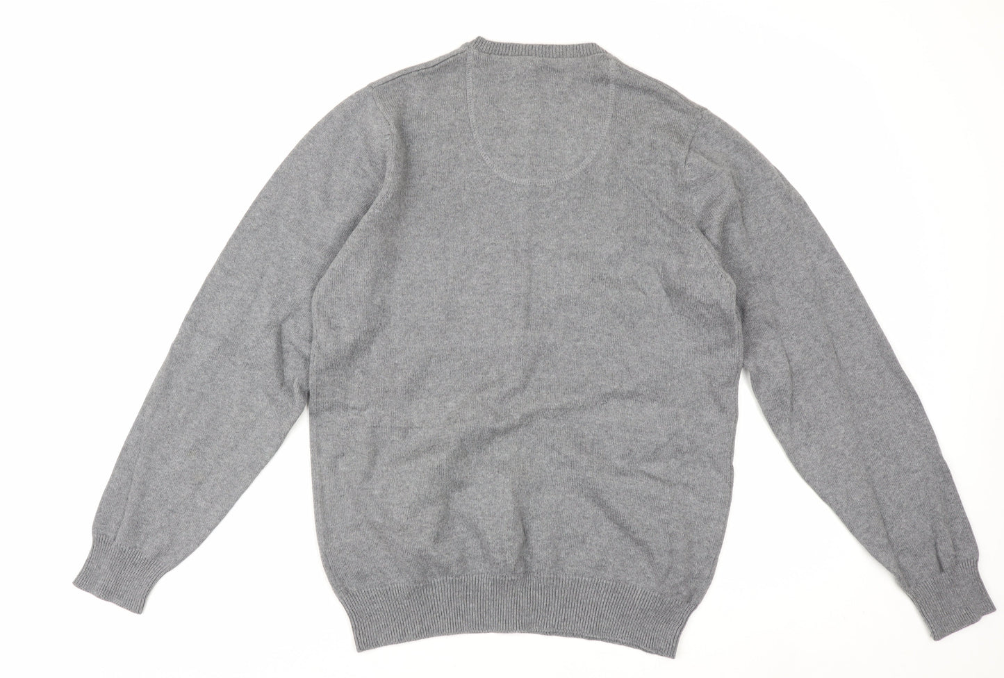 Marks and Spencer Men’s Grey V-Neck Cotton Pullover Jumper S