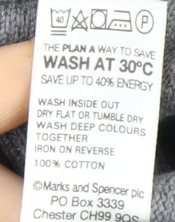 Marks and Spencer Men’s Grey V-Neck Cotton Pullover Jumper S