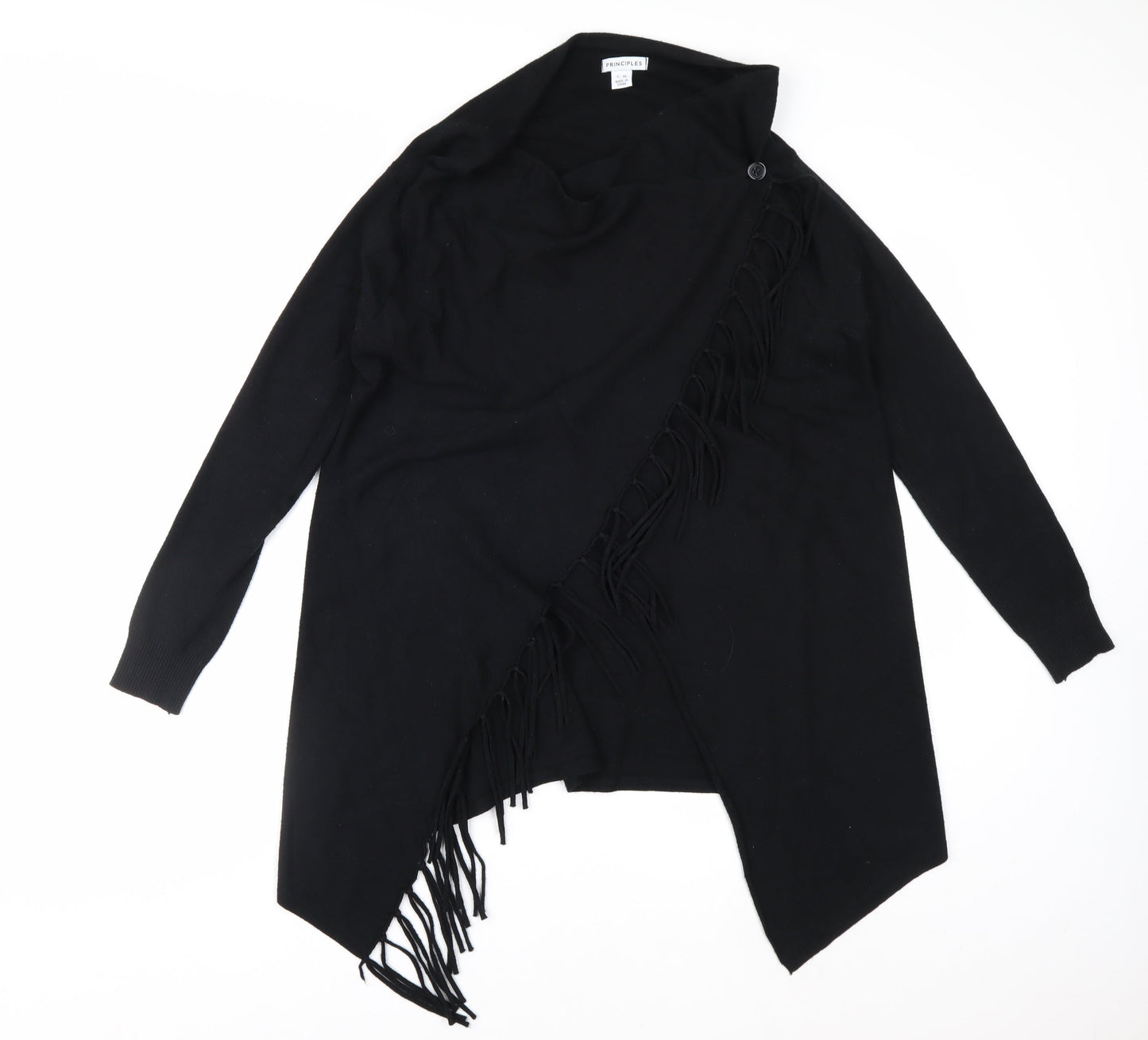 Principles Women's Black Fringe Open Knit Cardigan S