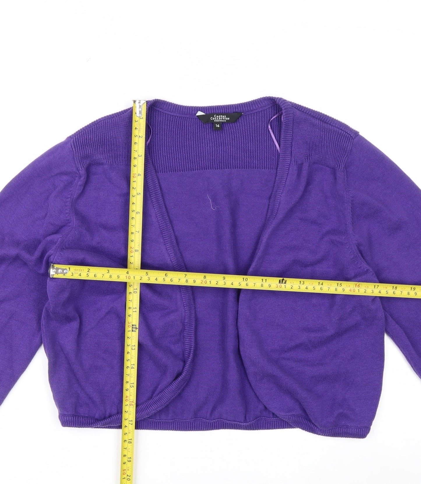 Debenhams Women’s Purple Cotton Open Front Cardigan Size 16