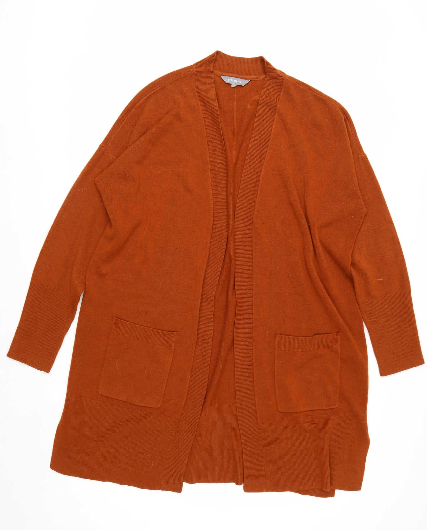 Principles Women Rust Orange Longline Acrylic Cardigan Size 20