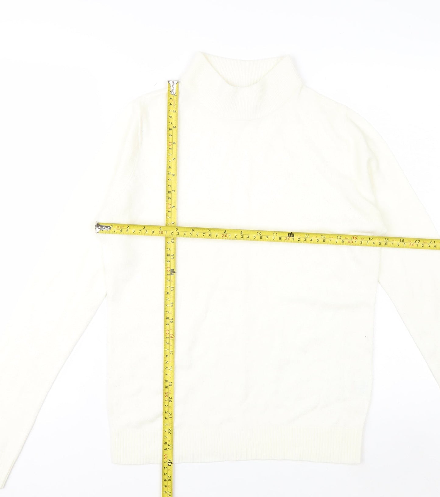 Miss Fiori Couture Women’s Ivory High Neck Acrylic Jumper Size 10