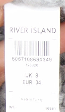 River Island Women's Grey Chunky Knit Boat Neck Jumper UK 8