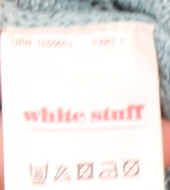 White Stuff Women Blue Linen Cotton Crew Neck Jumper Size 12