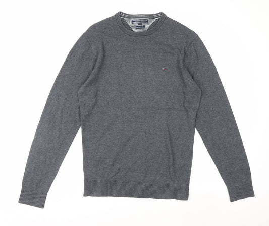 Tommy Hilfiger Men's Grey Cotton Cashmere Crew Neck Jumper Size S