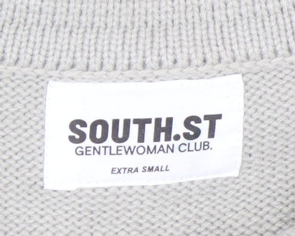 SOUTH.ST Women Grey Collared Henley Knit Jumper XS