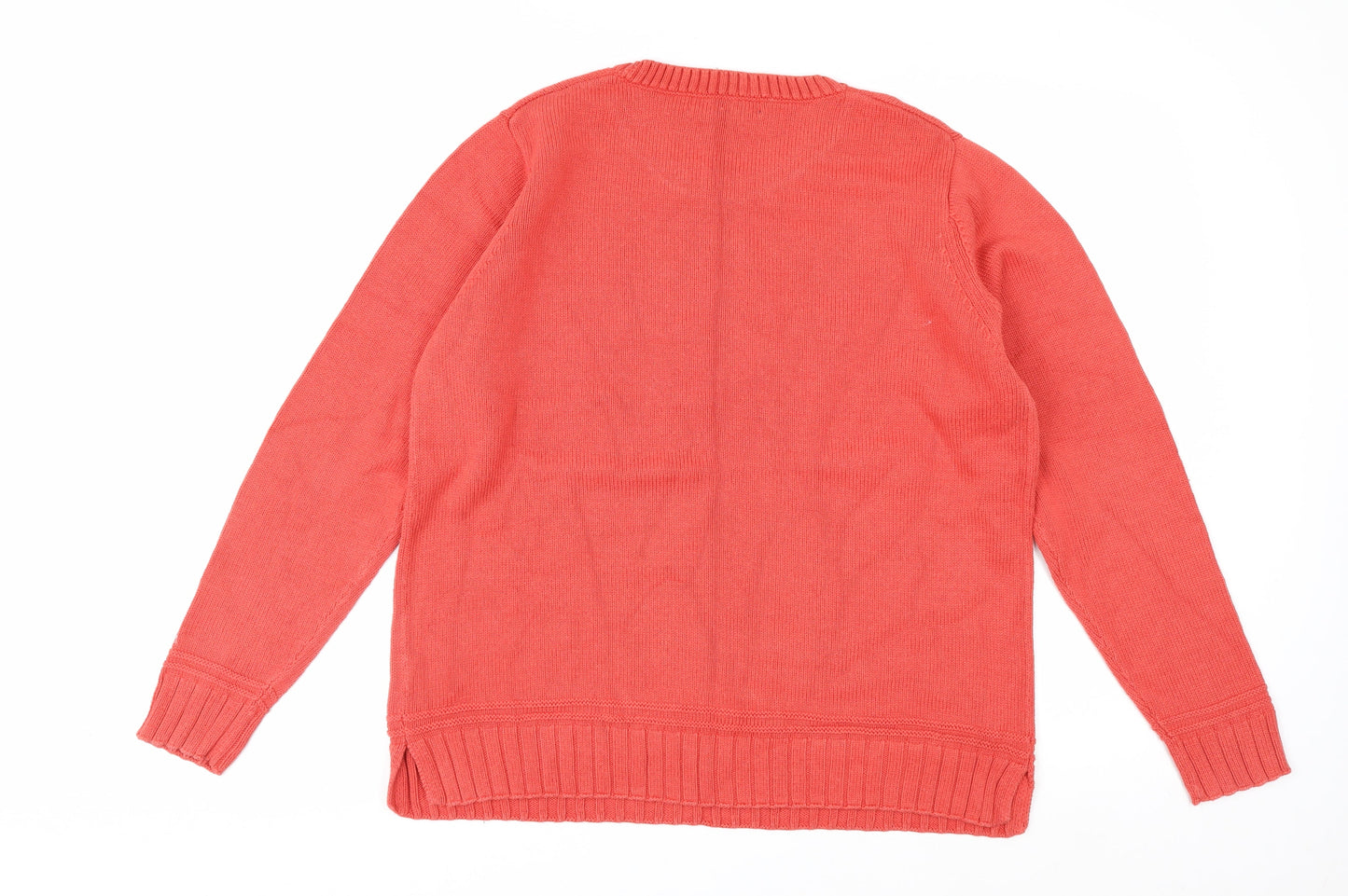 Isle Essentials Women's Coral Cotton Pullover Jumper Size 14-16
