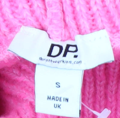 Dorothy Perkins Women Pink Roll Neck Chunky Knit Jumper Size S