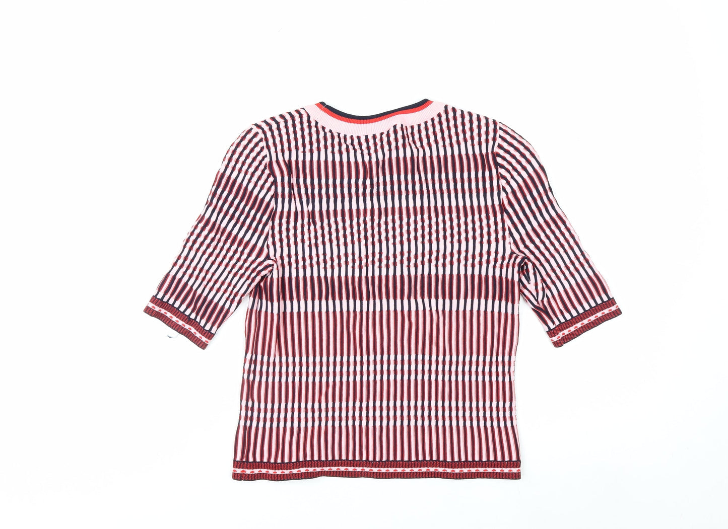 Topshop Women’s Multicoloured Striped Knit Slim Fit Cropped T-Shirt UK 8