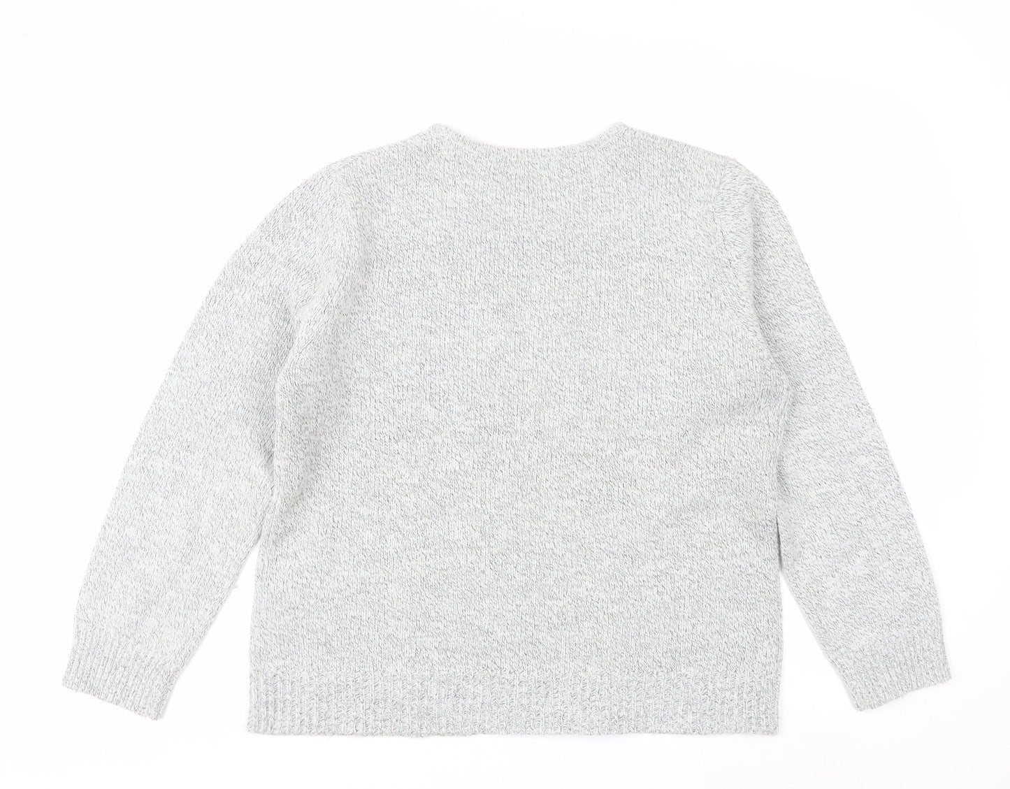 Damart Women Grey Embroidered Open-Knit Pullover Jumper Size 14/16