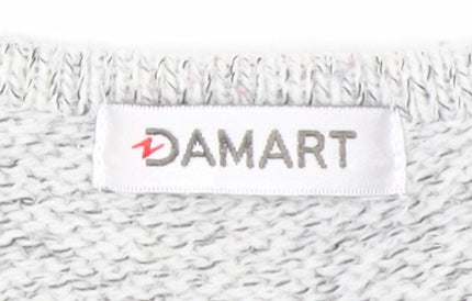 Damart Women Grey Embroidered Open-Knit Pullover Jumper Size 14/16