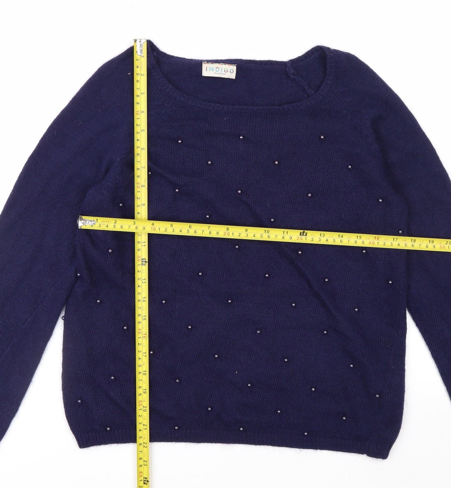 Marks and Spencer Women’s Blue Beaded Angora Blend Jumper Size 8
