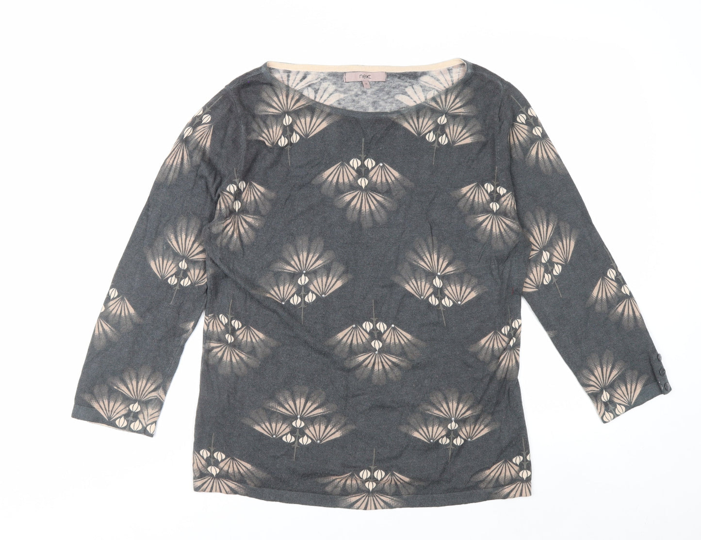 Next Women’s Grey Geometric Print Pullover Jumper Size 14