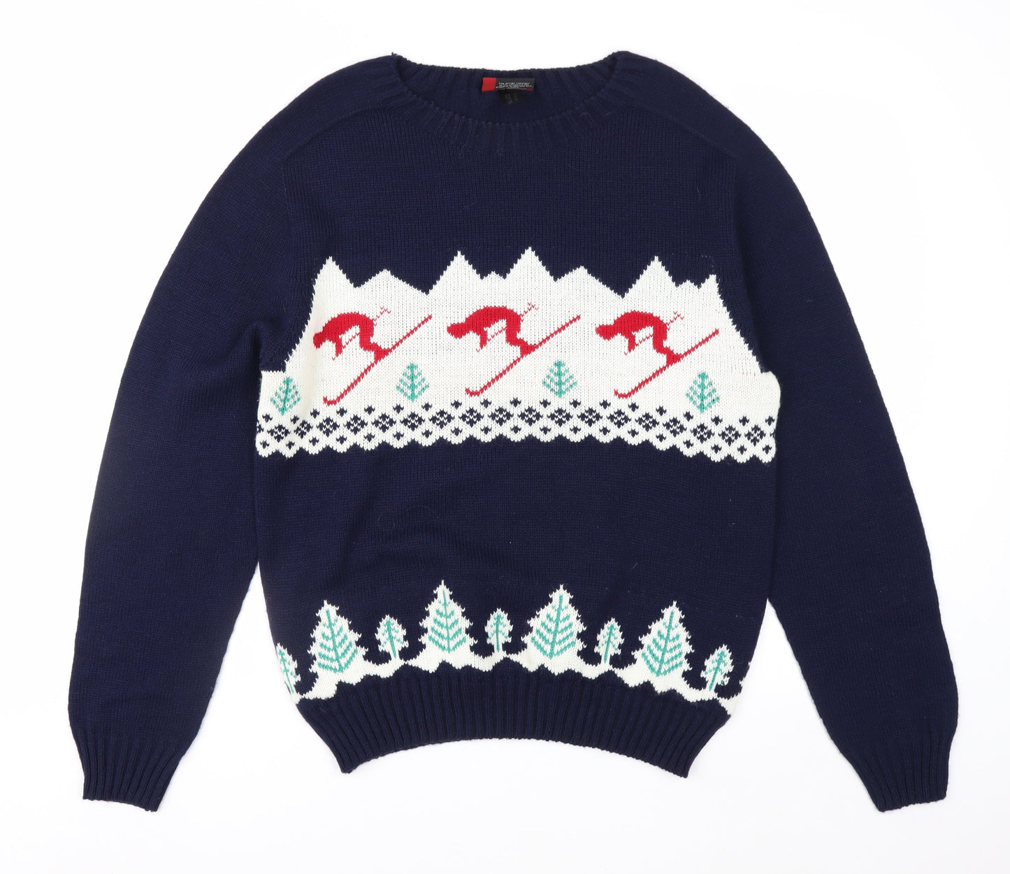 Sweater Shop Men's Blue Ski Pattern Acrylic Jumper M