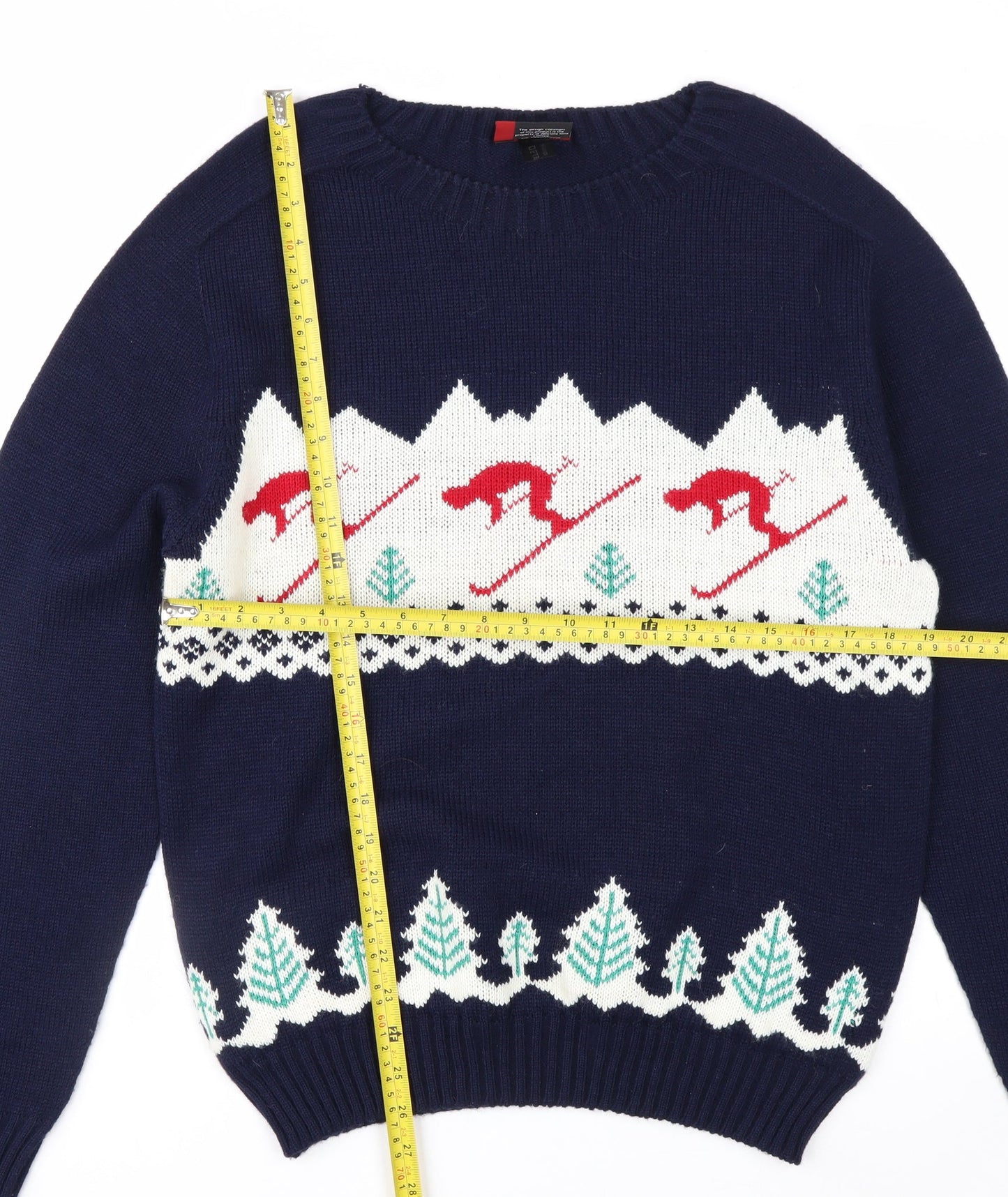 Sweater Shop Men's Blue Ski Pattern Acrylic Jumper M