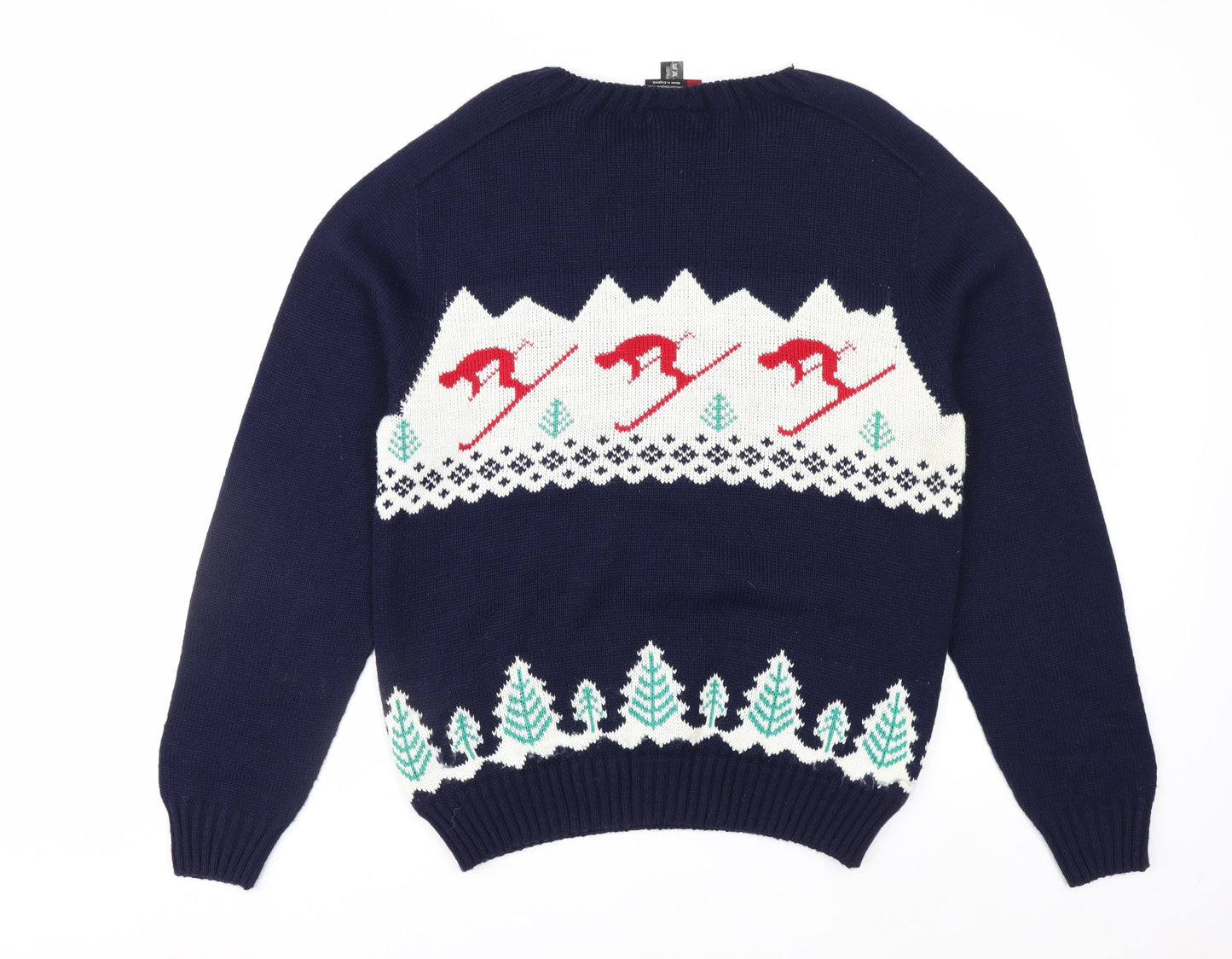 Sweater Shop Men's Blue Ski Pattern Acrylic Jumper M