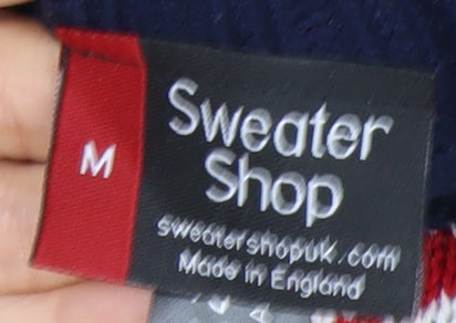 Sweater Shop Men's Blue Ski Pattern Acrylic Jumper M