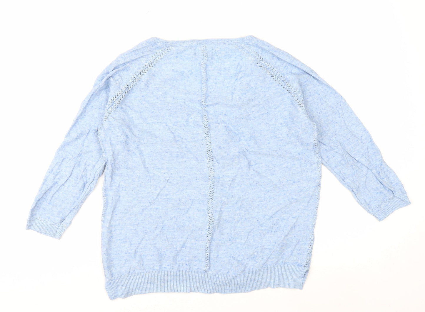 Fat Face Women Blue Cotton V-Neck Cardigan Size 12 Knit