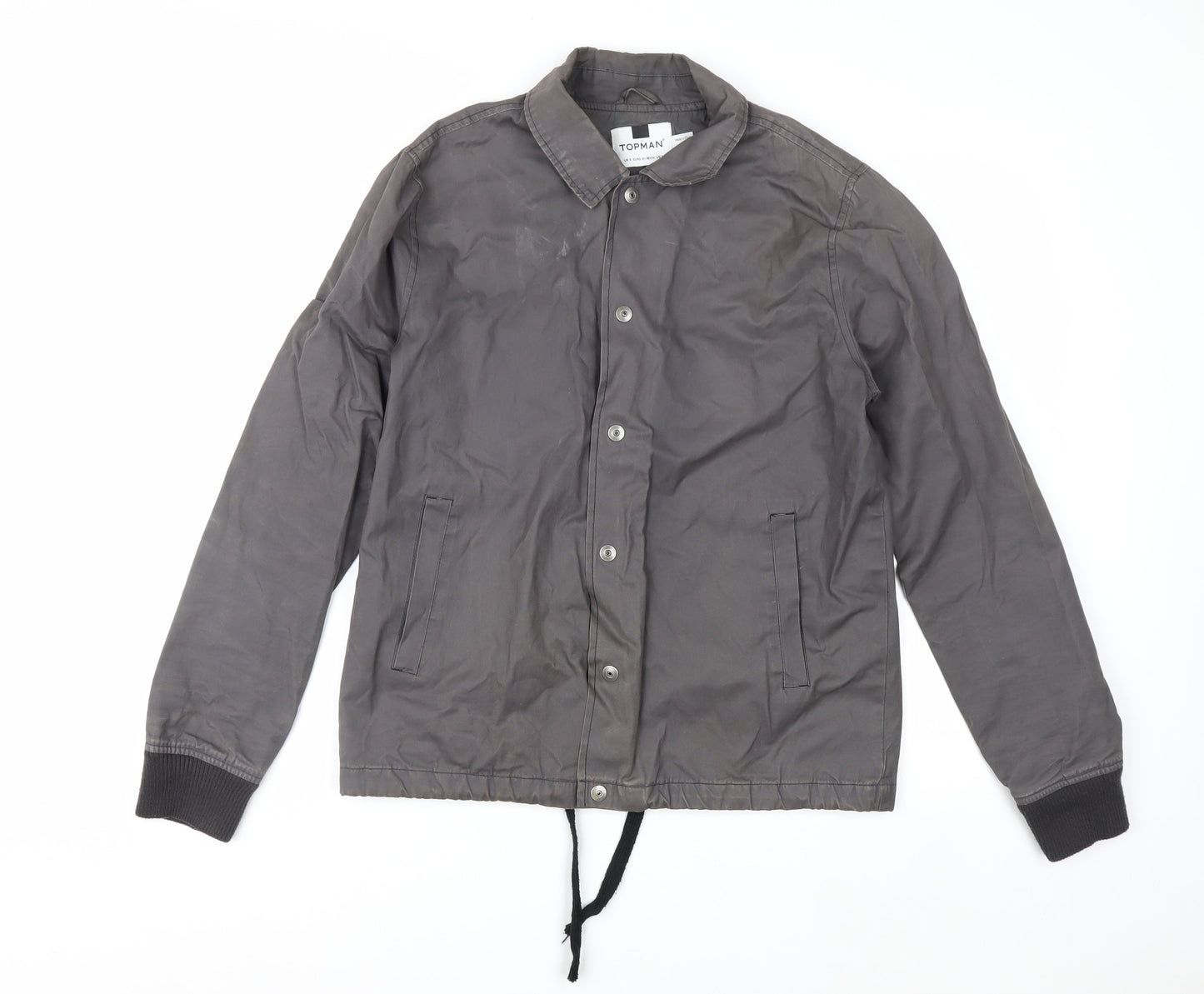 Topman Men's Grey Cotton Coach Jacket Small Button Up Casual