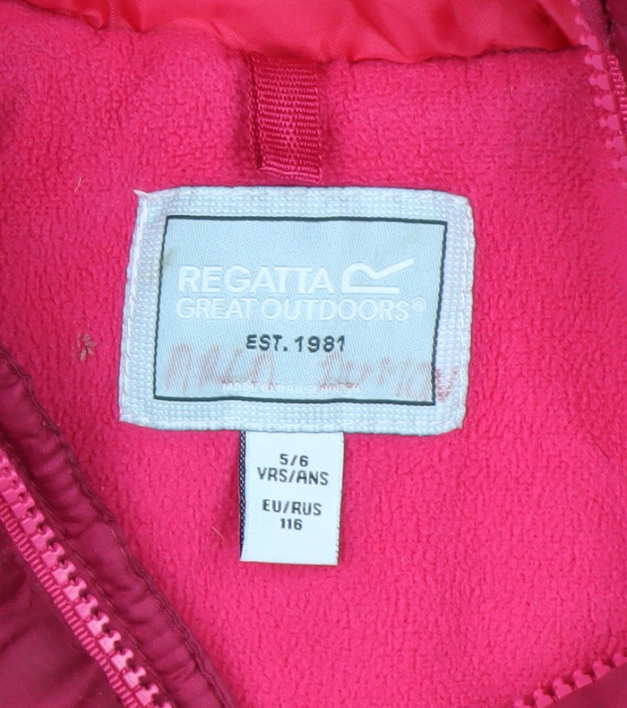 Regatta Girls Pink Hooded Puffer Jacket 5-6 Years Winter Lined Coat