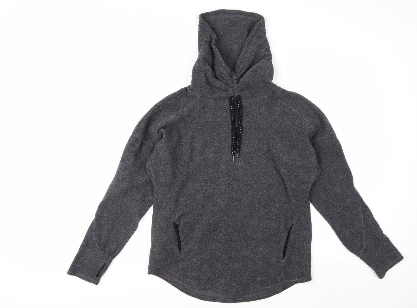 Marks and Spencer Women Grey Hooded Pullover Hoodie XS Fleece Polyester Warm Top