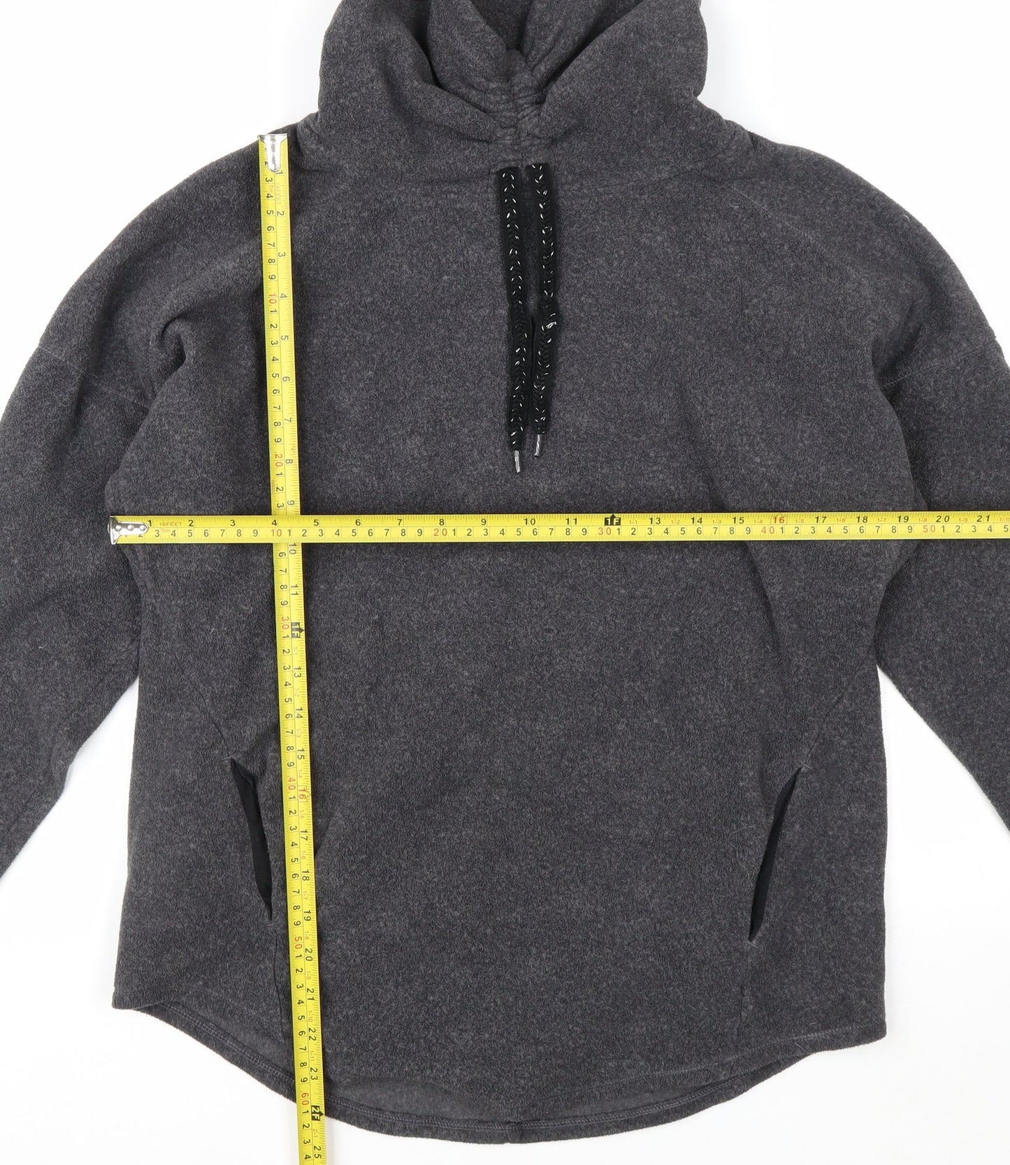 Marks and Spencer Women Grey Hooded Pullover Hoodie XS Fleece Polyester Warm Top