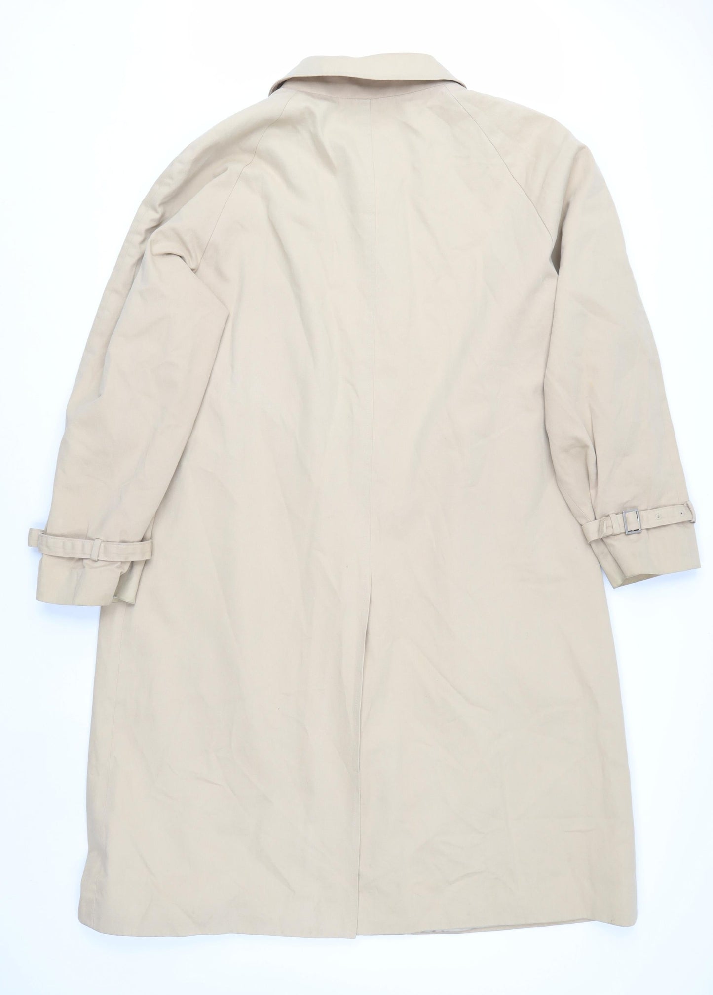 LIEU HOMME Men Beige Trench Coat M Collared Belted Classic Long