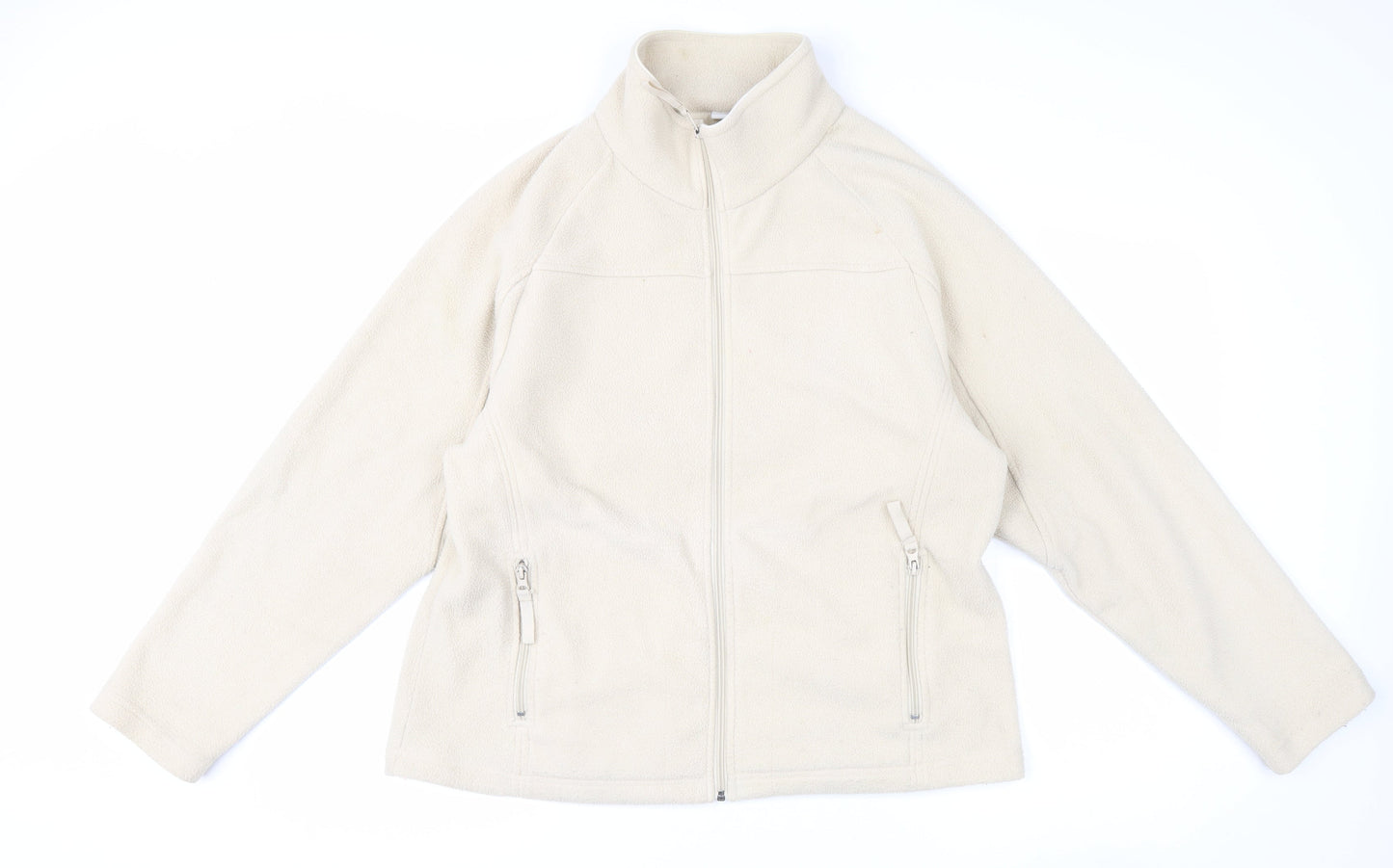 Ethel Austin Women Beige Fleece Full Zip Jacket Size L