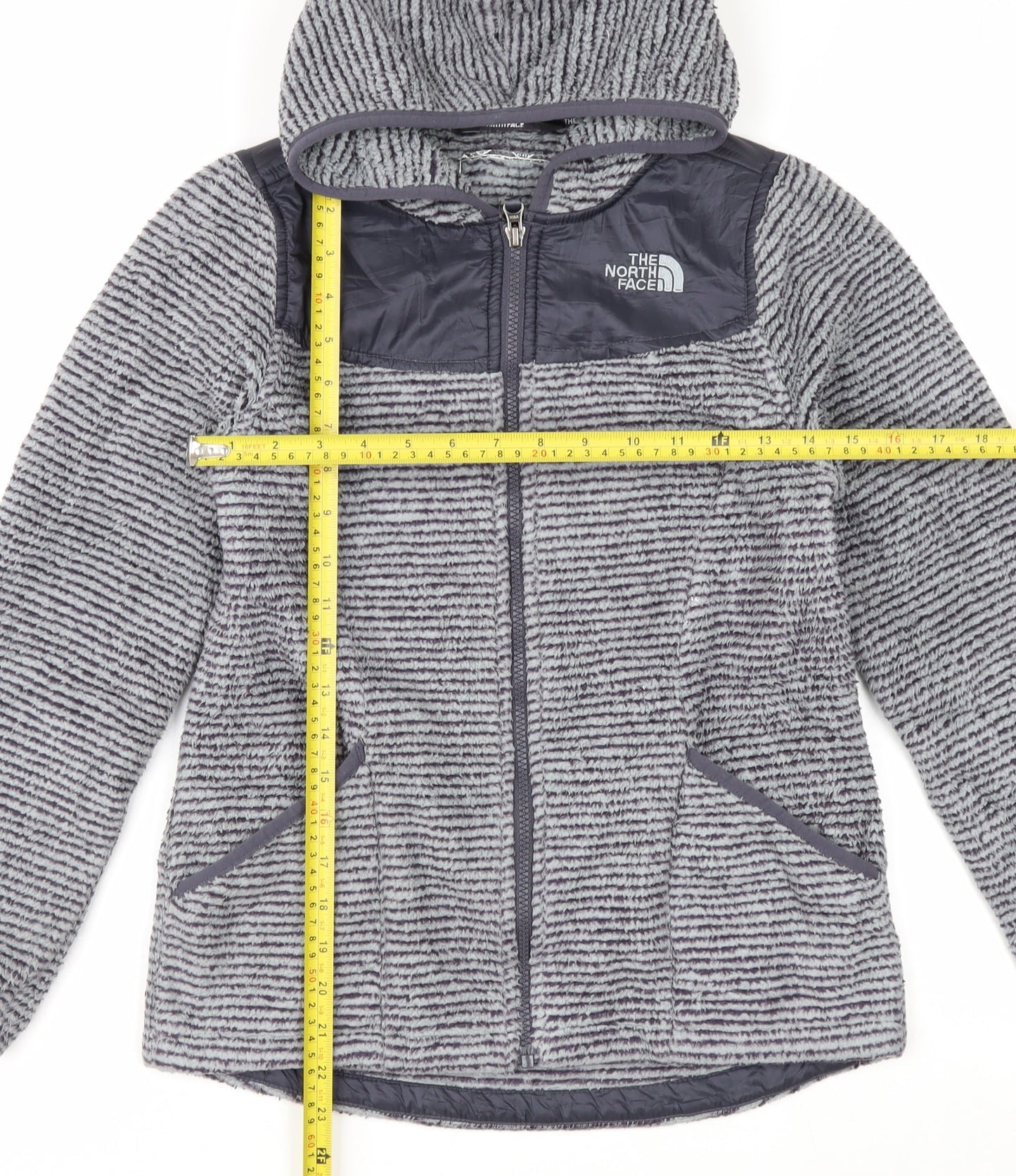 The North Face Girls Grey Hooded Fleece Jacket Size 14-15 Years