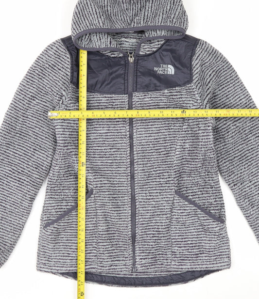 The North Face Girls Grey Hooded Fleece Jacket Size 14-15 Years