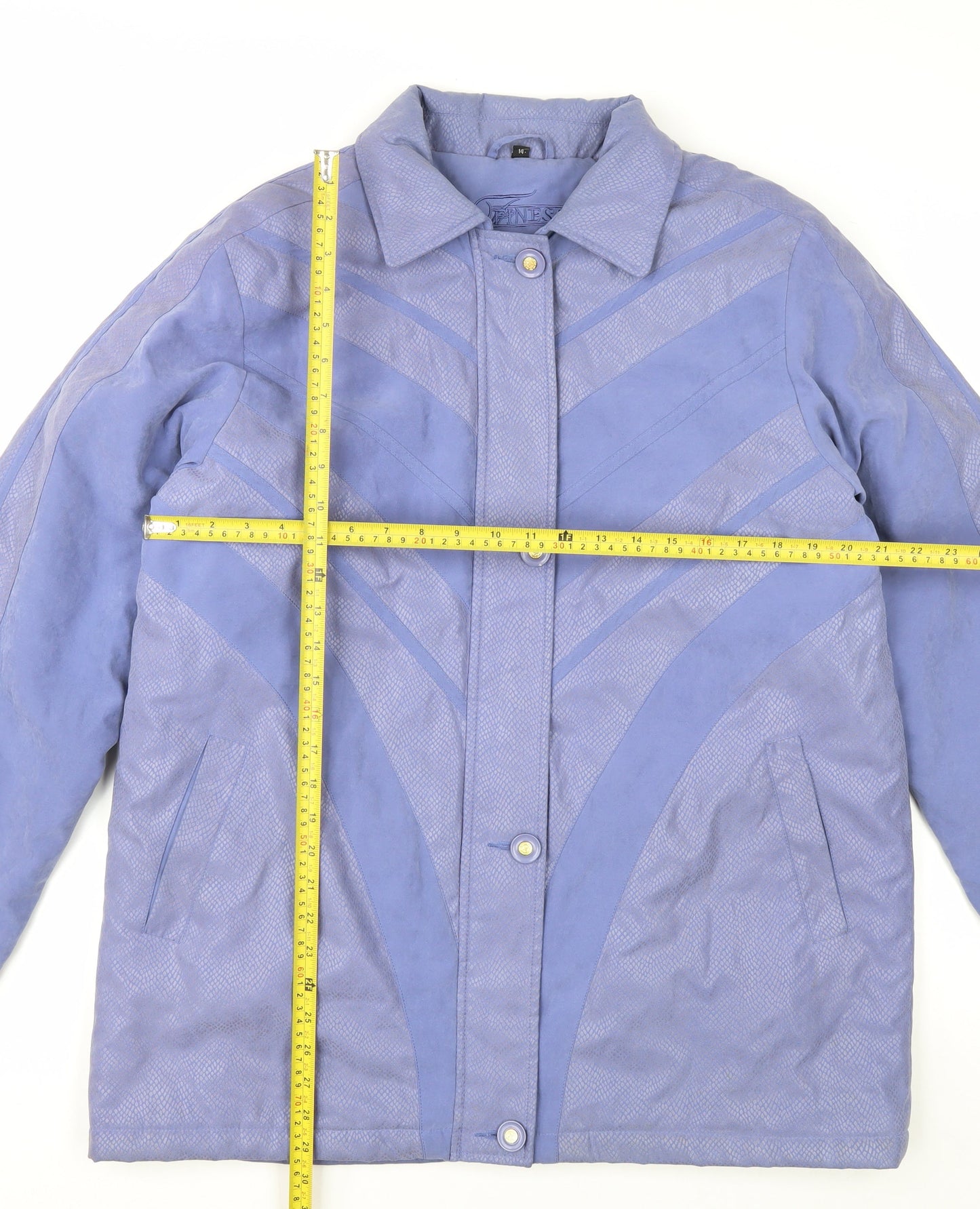 Finesse Womens Blue Mid-Length Coat Size 14 Polyester Blend