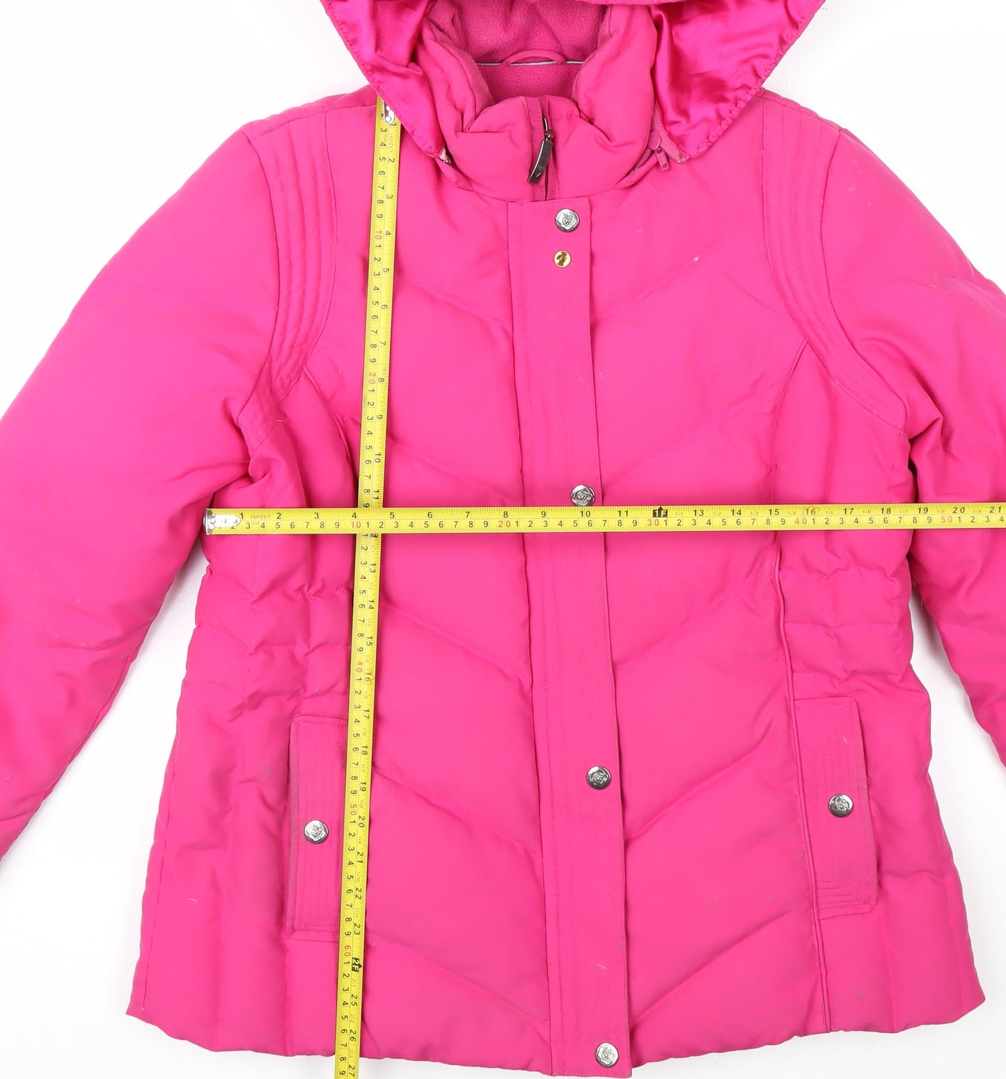 Marks and Spencer Per Una Women's Pink Puffer Jacket L Hooded Winter Coat