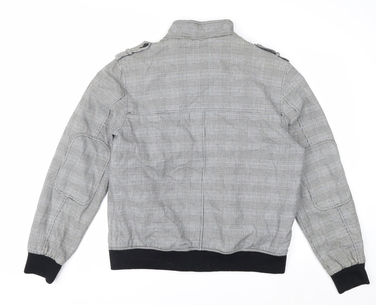 Topman Men's Grey Check Cotton Biker Jacket L 40in