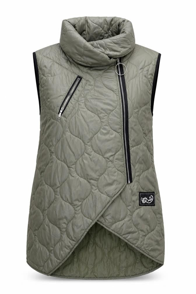 Aqua & Limone Womens Green Quilted Zip Waistcoat M