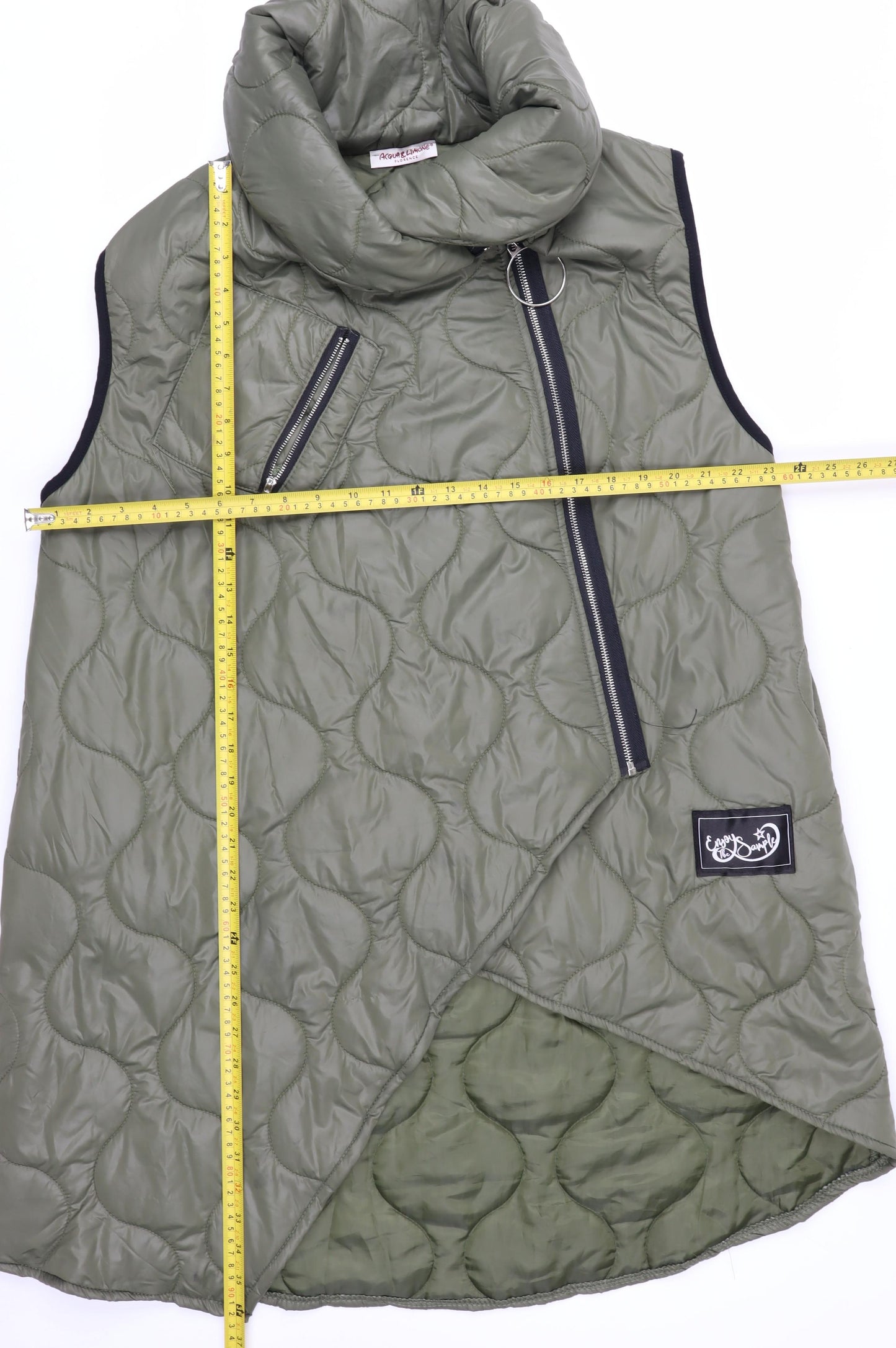 Aqua & Limone Womens Green Quilted Zip Waistcoat M