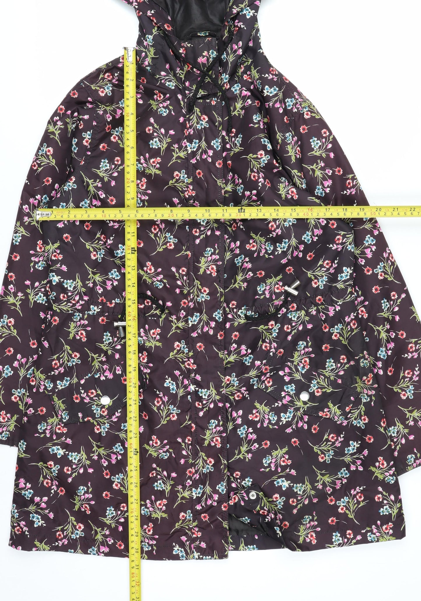 Peacocks Womens Multicoloured Floral Waterproof Rain Coat Size 12