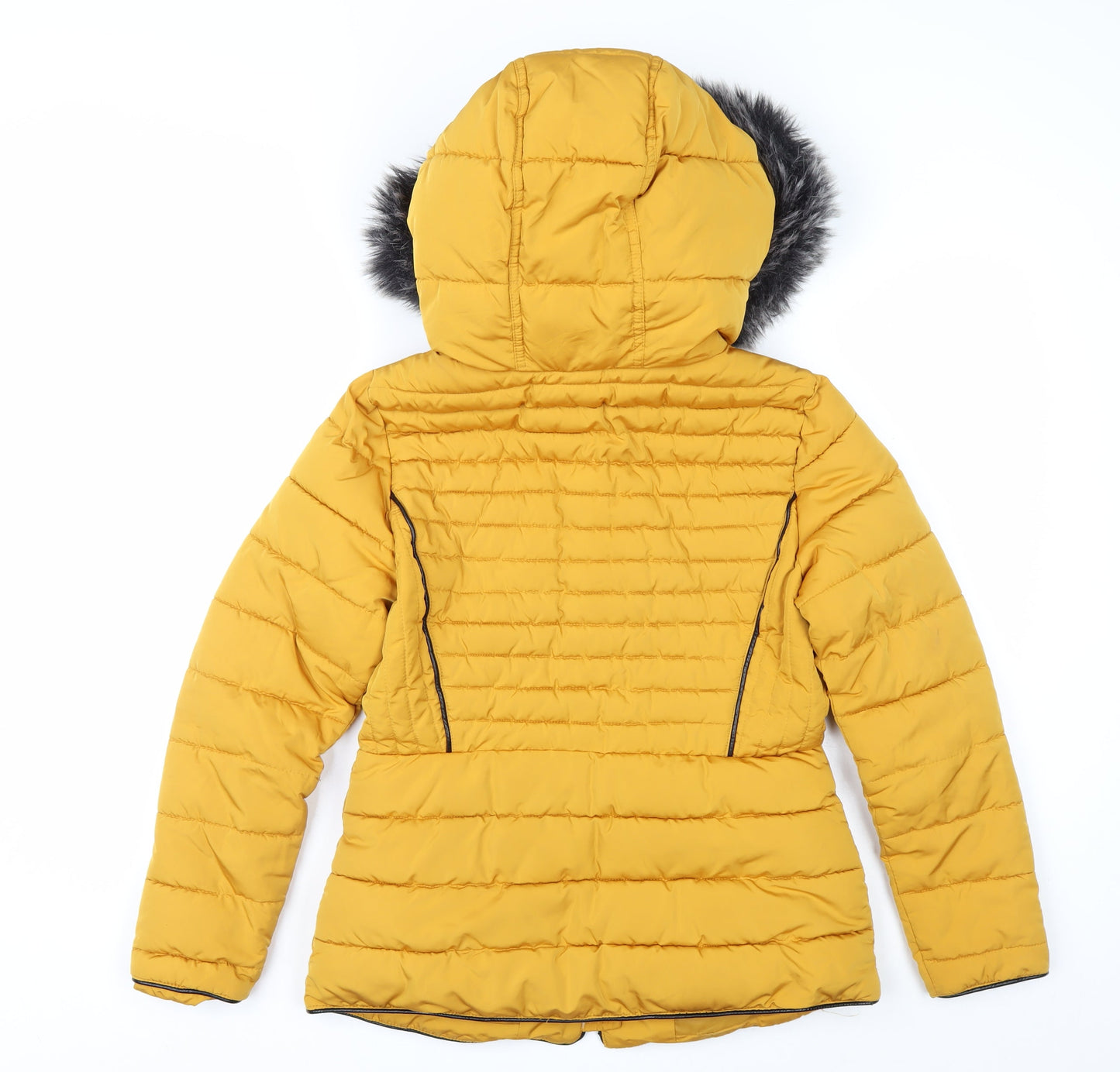 New Look Women’s Yellow Faux Fur Hooded Puffer Jacket UK 8