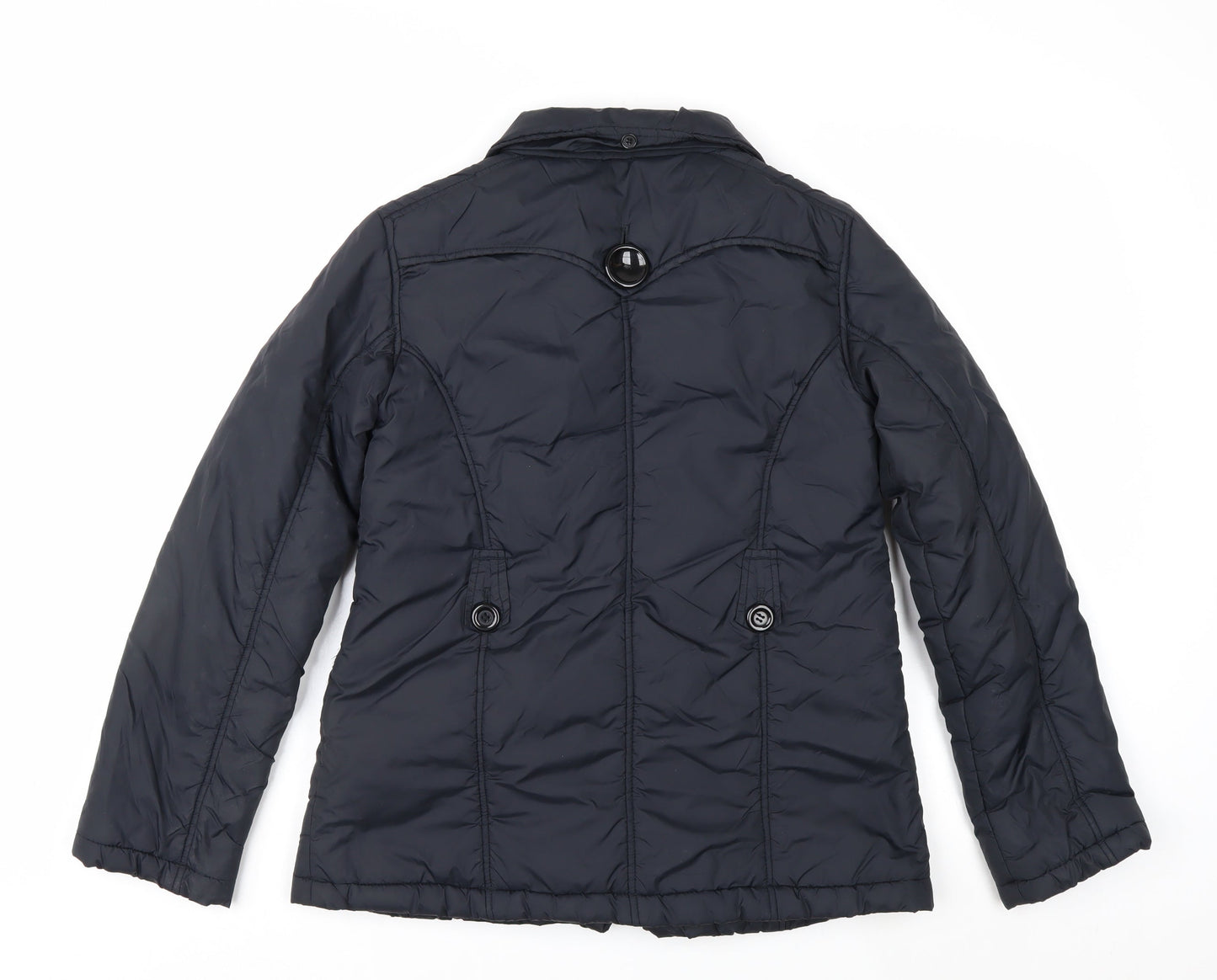 E-vie Women’s Black Size 10 Short Padded Button Pea Coat Jacket