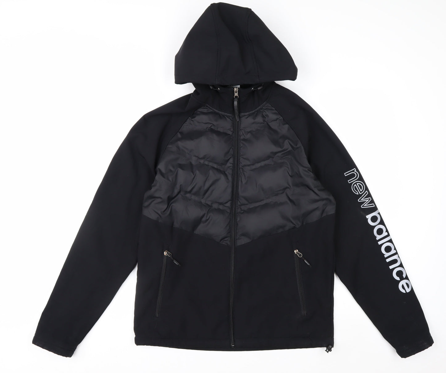 New Balance Men's Black Softshell Hooded Puffer Jacket Size S