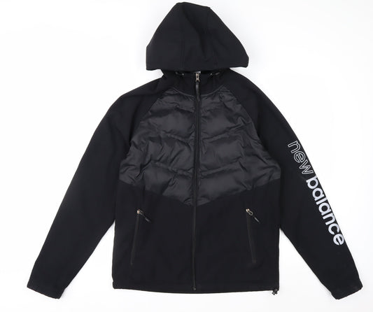New Balance Men's Black Softshell Hooded Puffer Jacket Size S