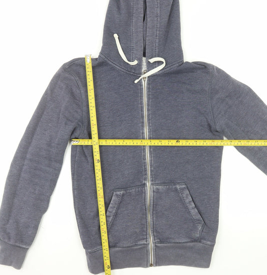 Jack Wills Men's Blue XS Full Zip Hoodie with Logo and Pockets