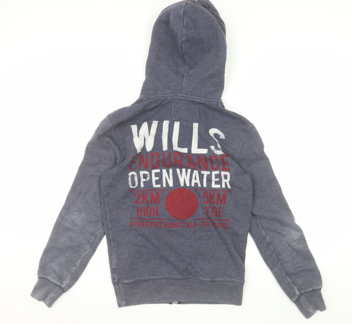 Jack Wills Men's Blue XS Full Zip Hoodie with Logo and Pockets
