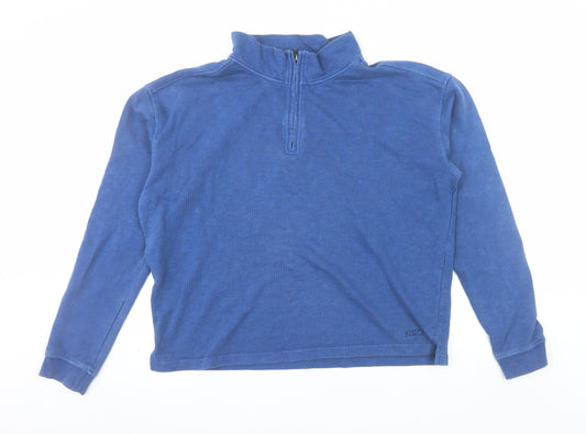 Aloft Women Blue 1/4 Zip Cotton Pullover Sweatshirt Size 12