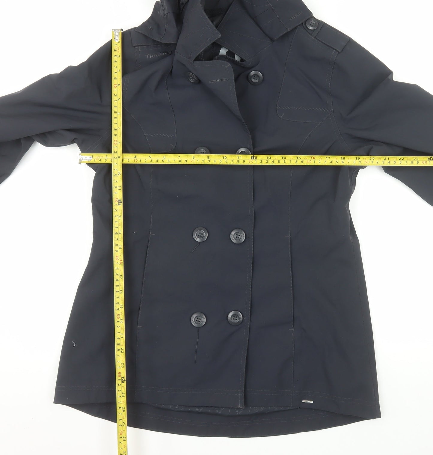 Tribord Women's Black Waterproof Pea Coat Hooded Size 14
