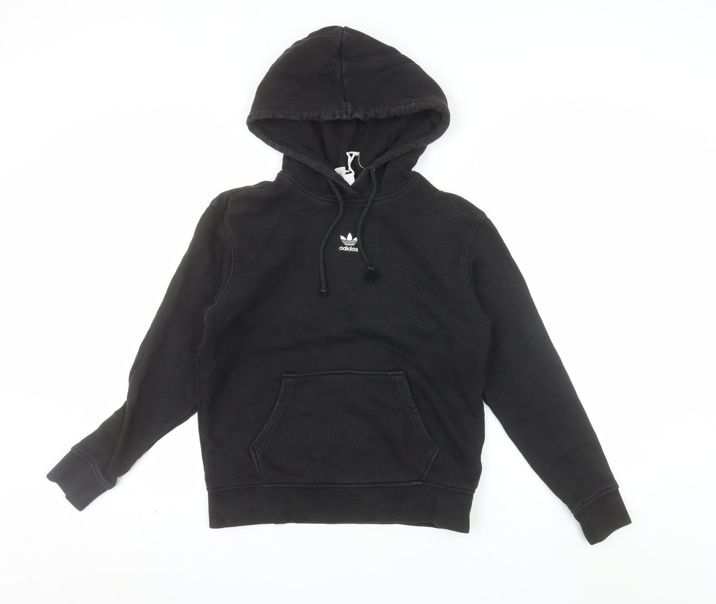 Adidas Womens Black XS Pullover Hoodie 100% Cotton Hooded Sweatshirt