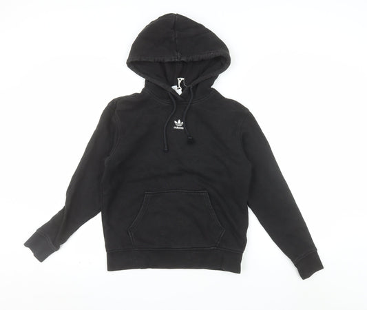 Adidas Womens Black XS Pullover Hoodie 100% Cotton Hooded Sweatshirt