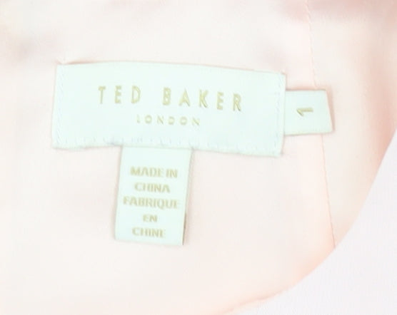 Ted Baker Women Pink Floral Sheath Dress Size 10 Sleeveless Wedding Party