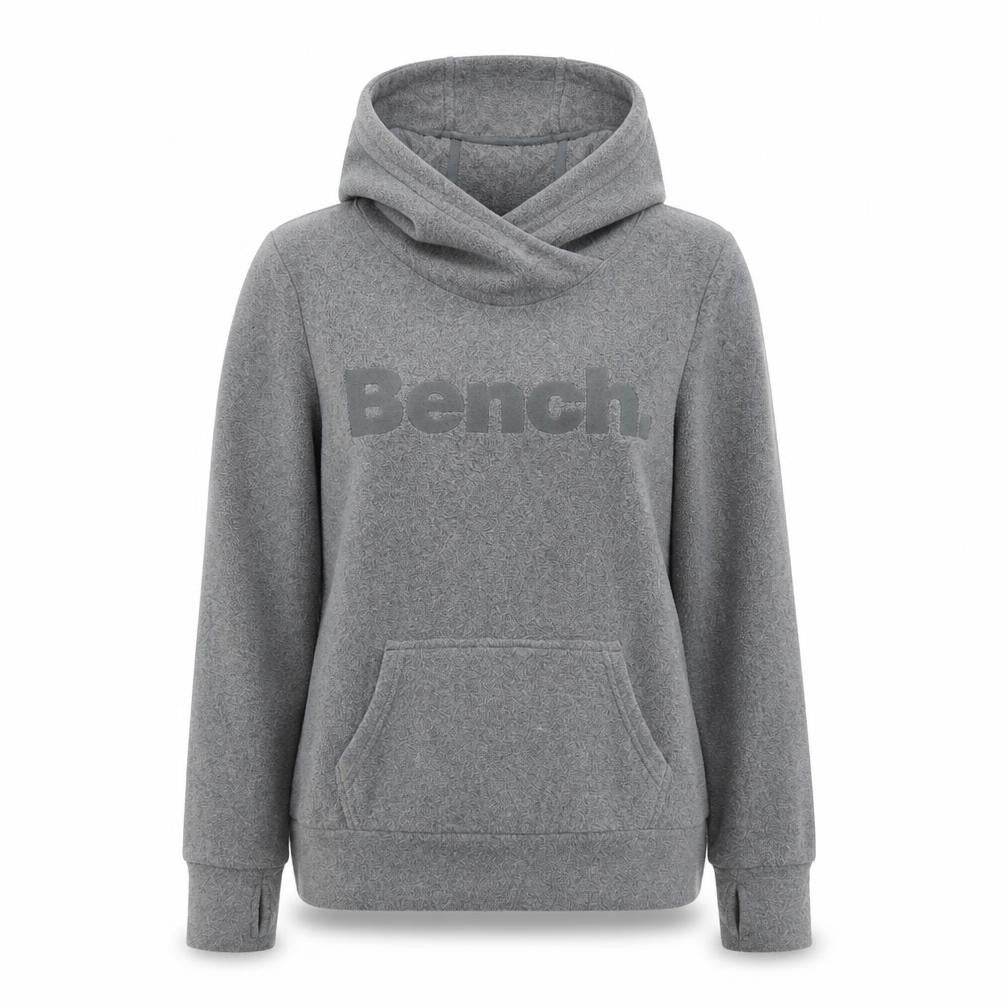 Bench Women Grey Pullover Hoodie Medium Polyester Logo Design